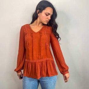 Ro & De Orange Flowy Blouse